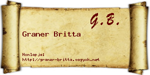 Graner Britta névjegykártya